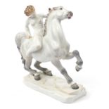 Herend, large Hungarian porcelain figurine of a nude female on horseback numbered 15760 to the base,