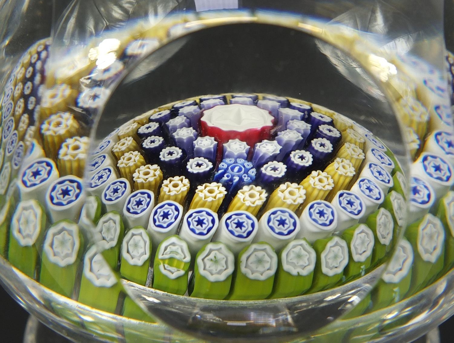 Two Whitefriars cut glass decanters with millefiori paperweight design stoppers, each with date - Image 4 of 6