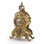 French style ornate acanthus design mantle clock with Roman numerals, 38cm high : For Further