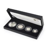 Elizabeth II 2010 Britannia four coin silver proof set by The Royal Mint with fitted box and