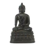 Chino Tibetan patinated bronze figure of Buddha, 15cm high : For Further Condition Reports Please