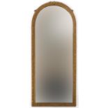 Gilt framed dome topped mirror, 80cm x 34cm : For Further Condition Reports Please Visit Our Website