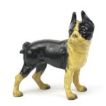 Painted cast iron French Bulldog, 25cm high : For Further Condition Reports Please Visit Our Website