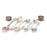 Victorian and later silver spoons, various hallmarks, the largest 21.5cm in length, total 257.0g :