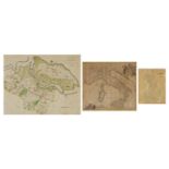 Three antique hand coloured maps comprising a map of the Hundred of Middleton alias Milton and of