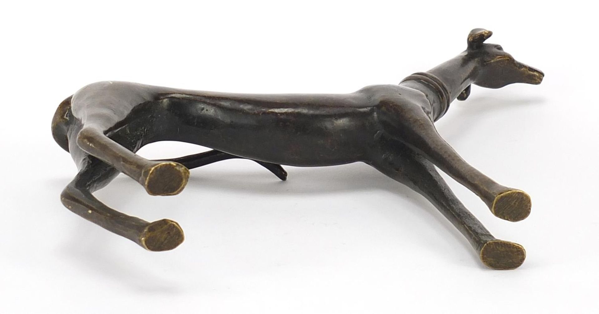 Partially gilt bronze figure of a greyhound, 21.5cm high : For Further Condition Reports Please - Image 3 of 3