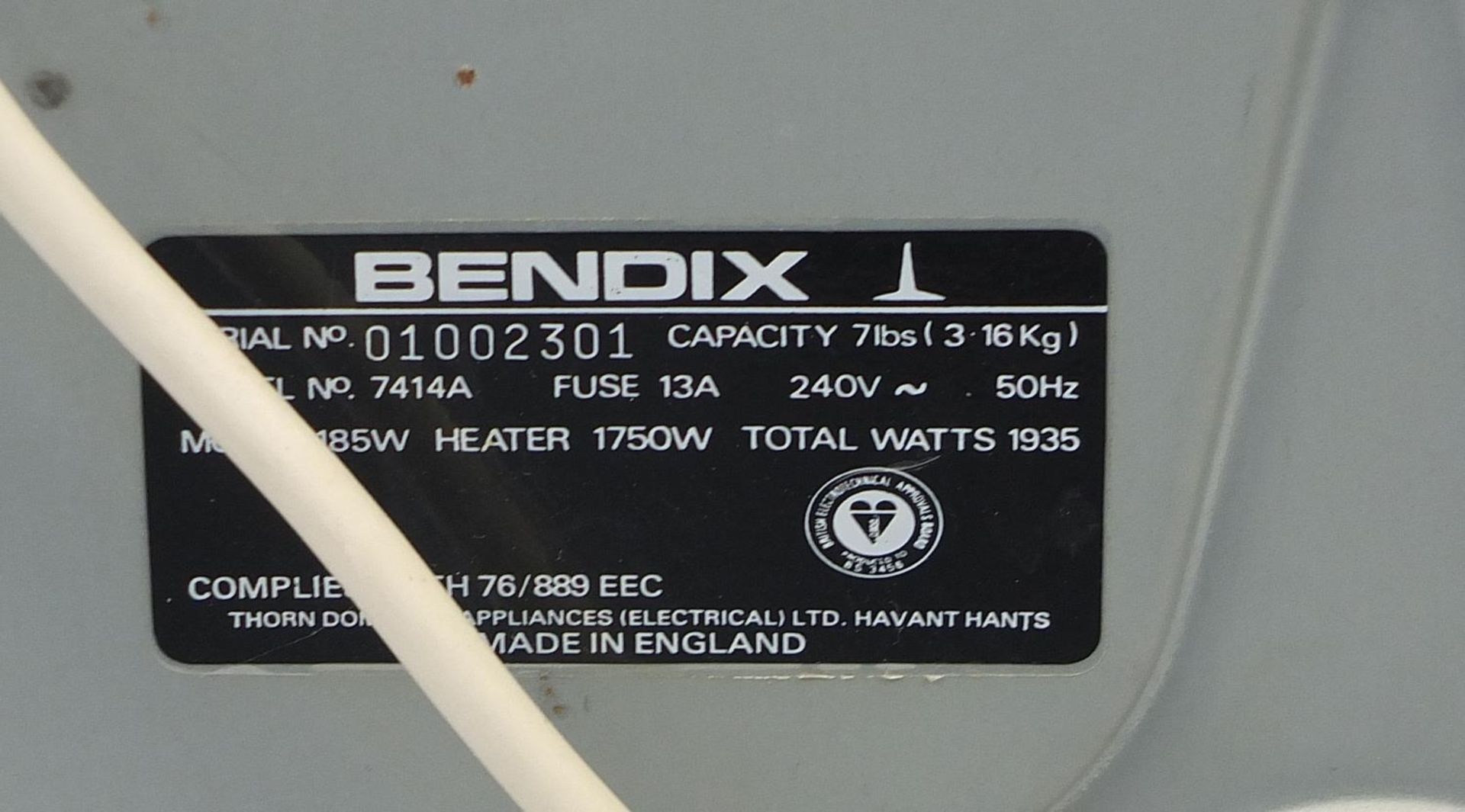 Bendix Super 7 Deluxe tumble dryer, 57cm H x 49cm W x 48cm D : For Further Condition Reports - Bild 5 aus 5