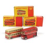 Dinky toys comprising Routemaster bus no 280 with box, Leyland Atlantean bus no 292 with box and one