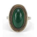 WMF, Silver and cabochon green agate ring, size N, 4.6g : For Further Condition Reports Please Visit