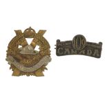 Two military interest cap badges comprising Calgary Highlanders and 109 Victoria Haliburton Canada :