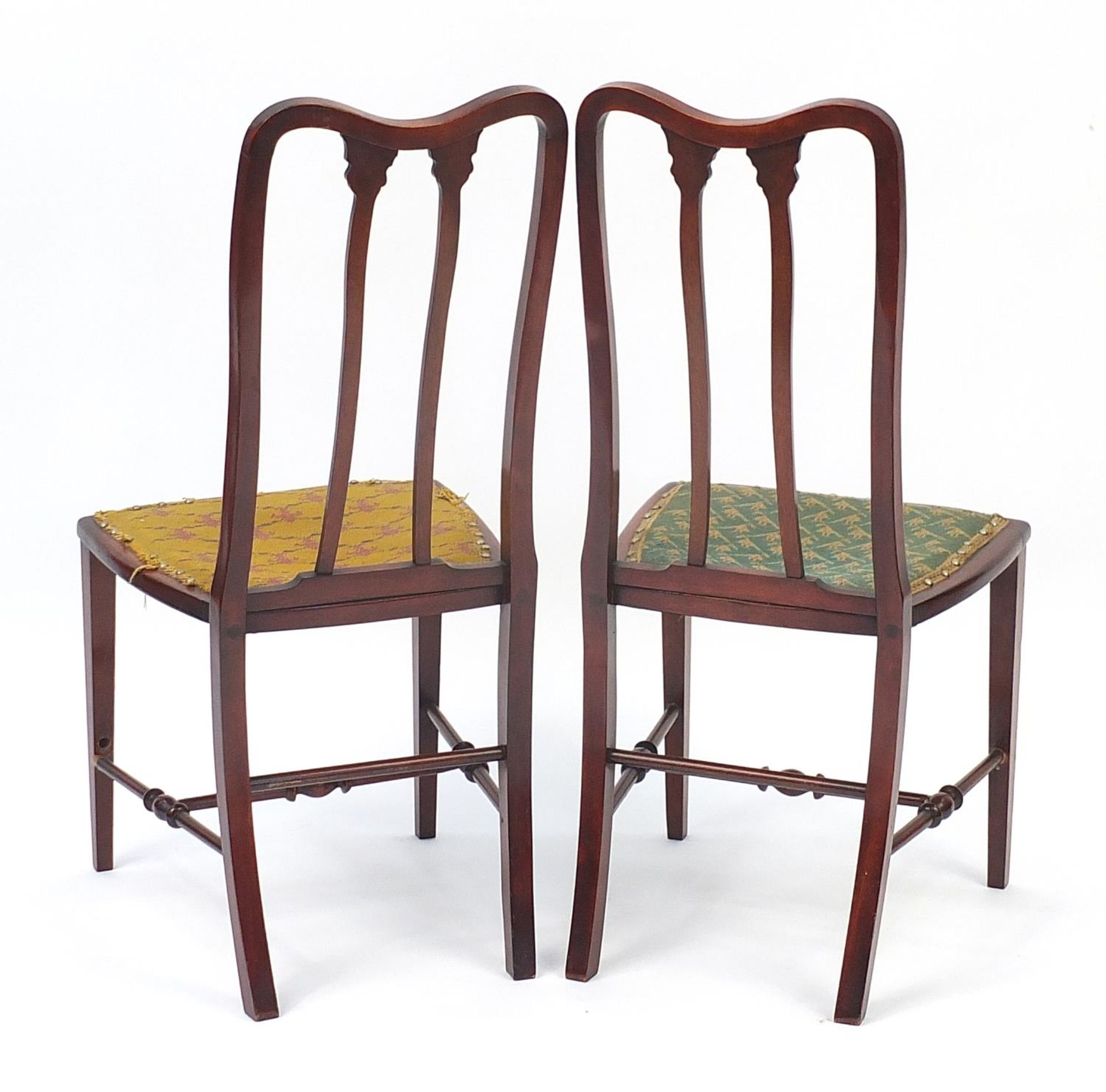 Pair of inlaid mahogany occasional chairs with needlepoint seats, 92cm high : For Further - Bild 3 aus 3