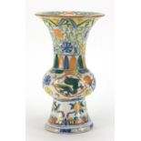 Chinese doucai porcelain Gu beaker vase hand painted with dragons and flowers : For Further