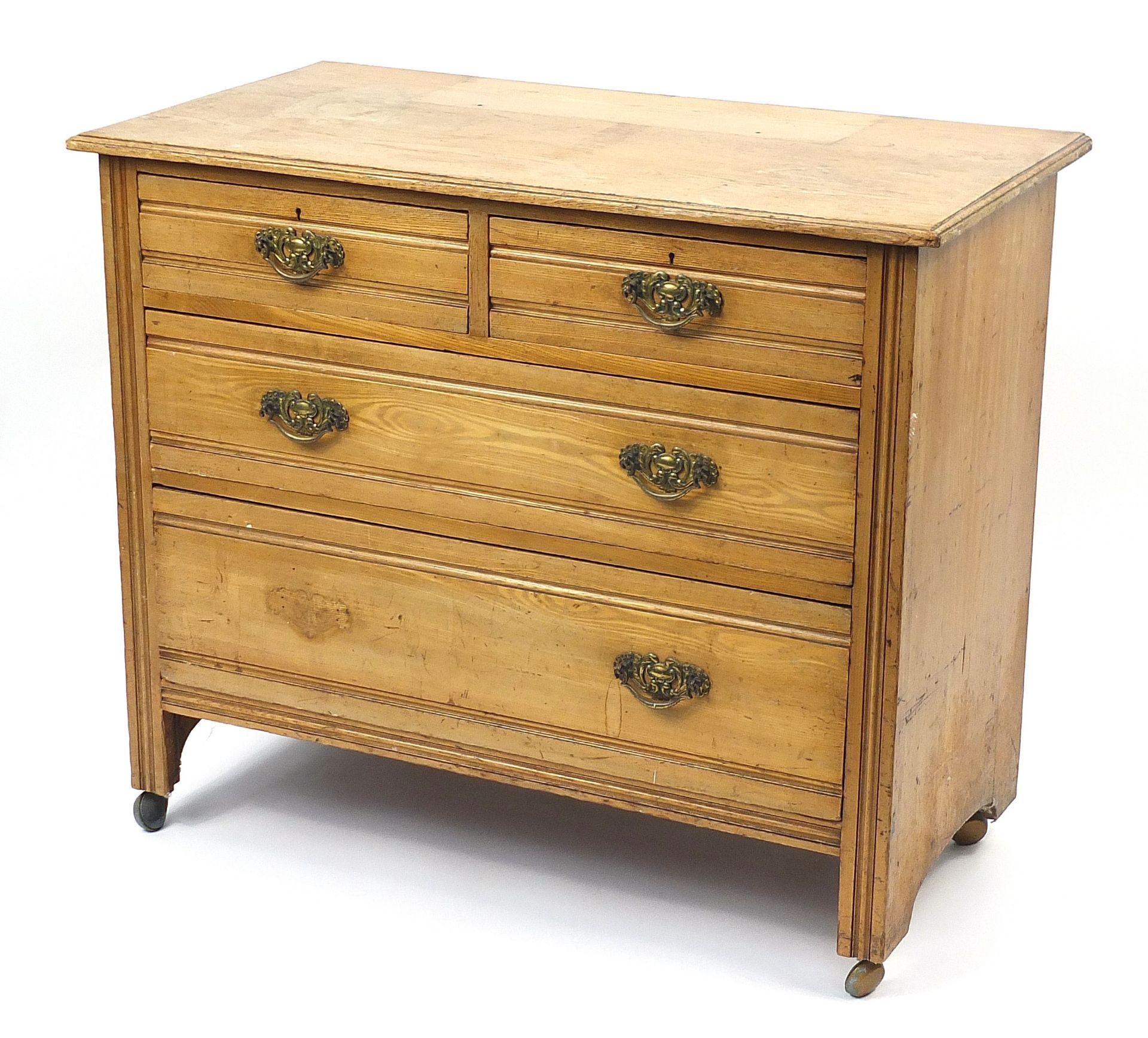 Edwardian four drawer chest with 81cm H x 97cm W x 50cm D : For Further Condition Reports Please