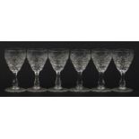Set of six good quality cut crystal glasses, 9cm high : For Further Condition Reports Please Visit