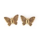 Pair of 9ct gold butterfly stud earrings, 1cm wide, 0.4g : For Further Condition Reports Please