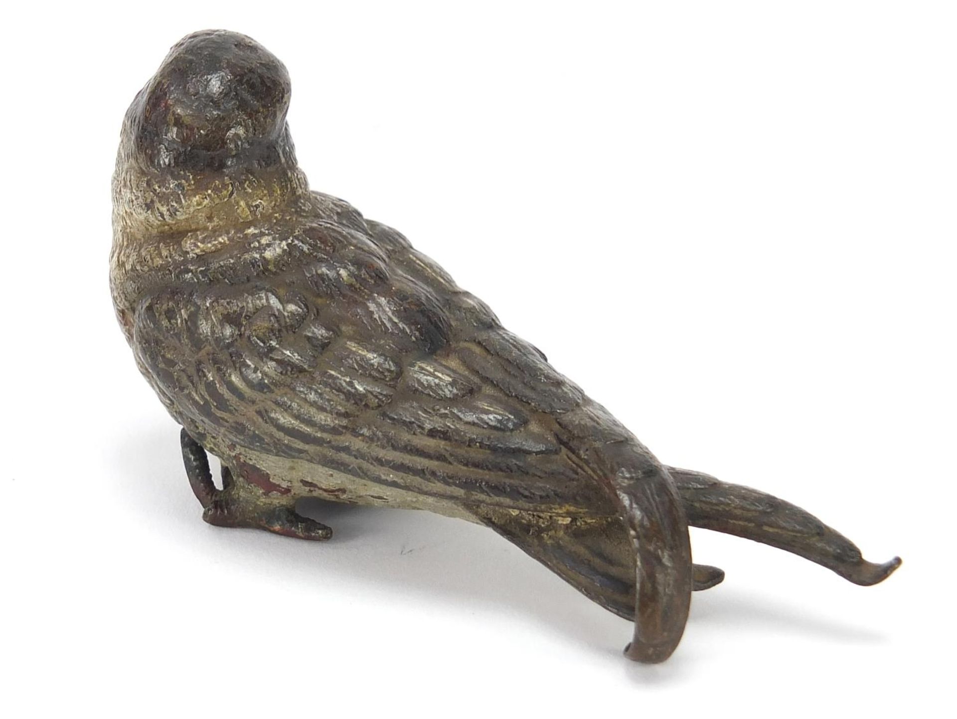 19th century Austrian cold painted house sparrow, impressed marks and numbers to the base, 9cm in - Bild 4 aus 8
