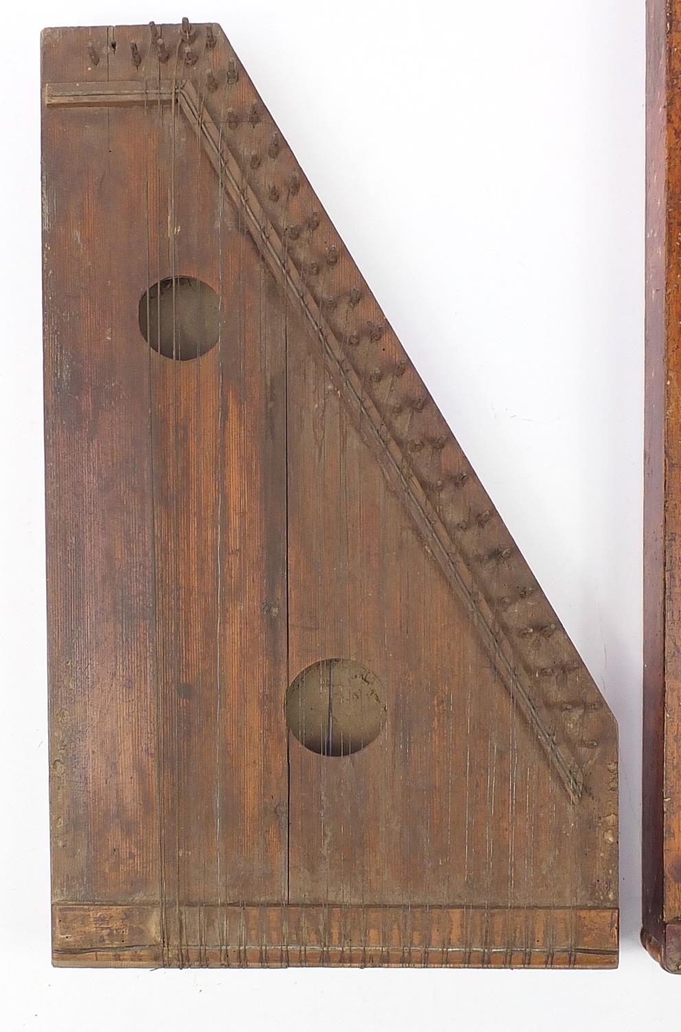 Two hardwood zithers, the largest 80cm high : For Further Condition Reports Please Visit Our Website - Image 2 of 5
