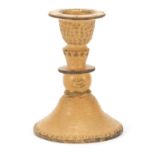 Turkish Tophane pottery candlestick, 14cm high : For Further Condition Reports Please Visit Our