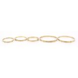 Five 9ct gold christening bracelets, the largest 6cm in diameter, total 17.2g : For Further