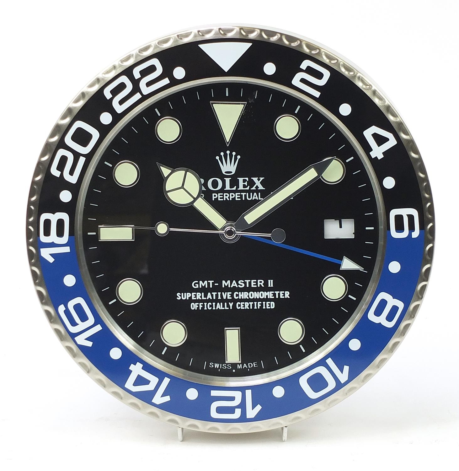 Rolex GMT Master II design dealers display wall clock, 34cm in diameter : For Further Condition - Image 2 of 6