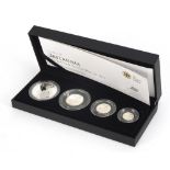 Elizabeth II 2012 Britannia four coin silver proof set by The Royal Mint with fitted box and