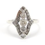 Art Deco silver paste cocktail ring, size T, 3.0g : For Further Condition Reports Please Visit Our