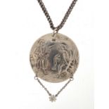 Benjamin Phillips, Victorian silver pendant with diamond drop on necklace, the diamond approximately