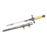 German military interest naval design dagger with scabbard, 42.5cm in length : For Further Condition