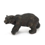 Patinated bronze grizzly bear, 17cm in length : For Further Condition Reports Please Visit Our