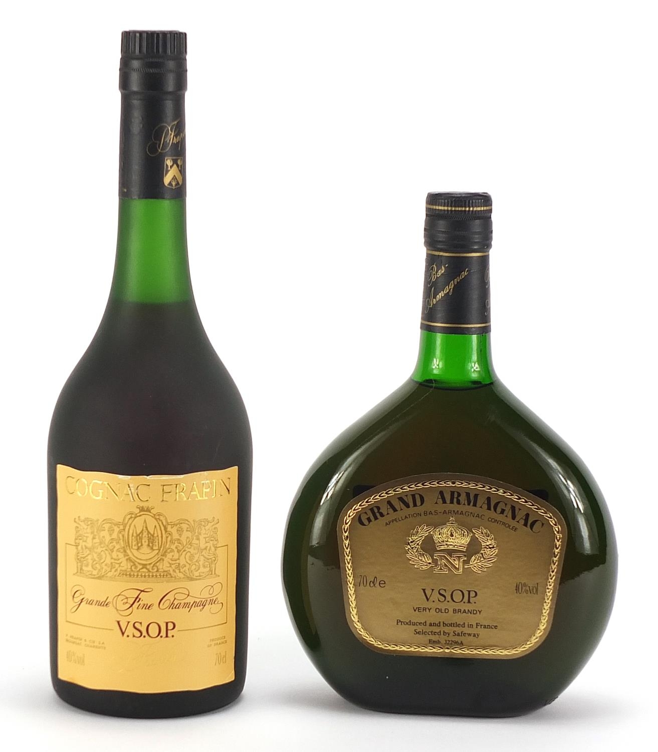 Bottle of Frapin cognac and bottle of Grand Armagnac : For Further Condition Reports Please Visit