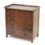 Mahogany five drawer chest fitted with two short above two long drawers, 95cm H x 91.5cm W x 53cm