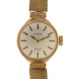 Everite, ladies 9ct gold manual wind wristwatch with gold coloured strap, 17mm in diameter, 16.