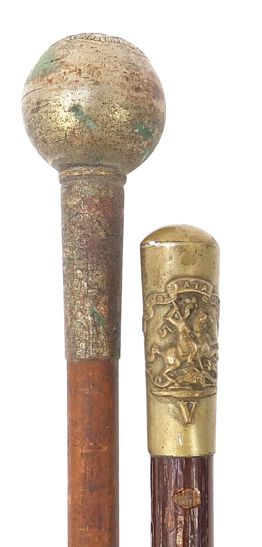 Two mililtary interest swagger sticks including Bedfordshire & Hertfordshire Regiment, 71cm in - Image 2 of 6