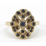 Art Deco design 9ct gold sapphire ring, size Q, 4.0g : For Further Condition Reports Please Visit