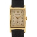 Bulova, 14ct gold gentlemen's wristwatch with subsidiary dial, the case 21mm wide : For Further