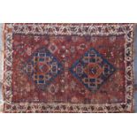 Rectangular Middle Eastern rug having an all over floral design, 152cm x 113cm : For Further