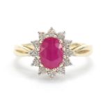 9ct gold ruby and diamond ring, size M, 3.3g : For Further Condition Reports Please Visit Our