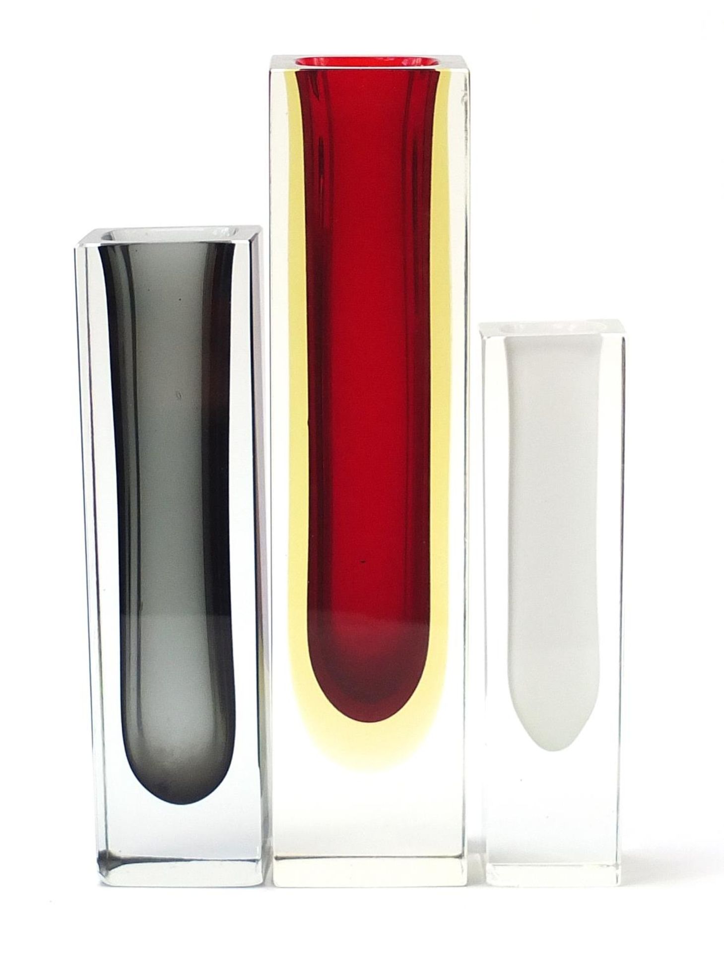 Three Murano Seguso glass vases including a three colour example, the largest 30.5cm high : For - Bild 2 aus 4
