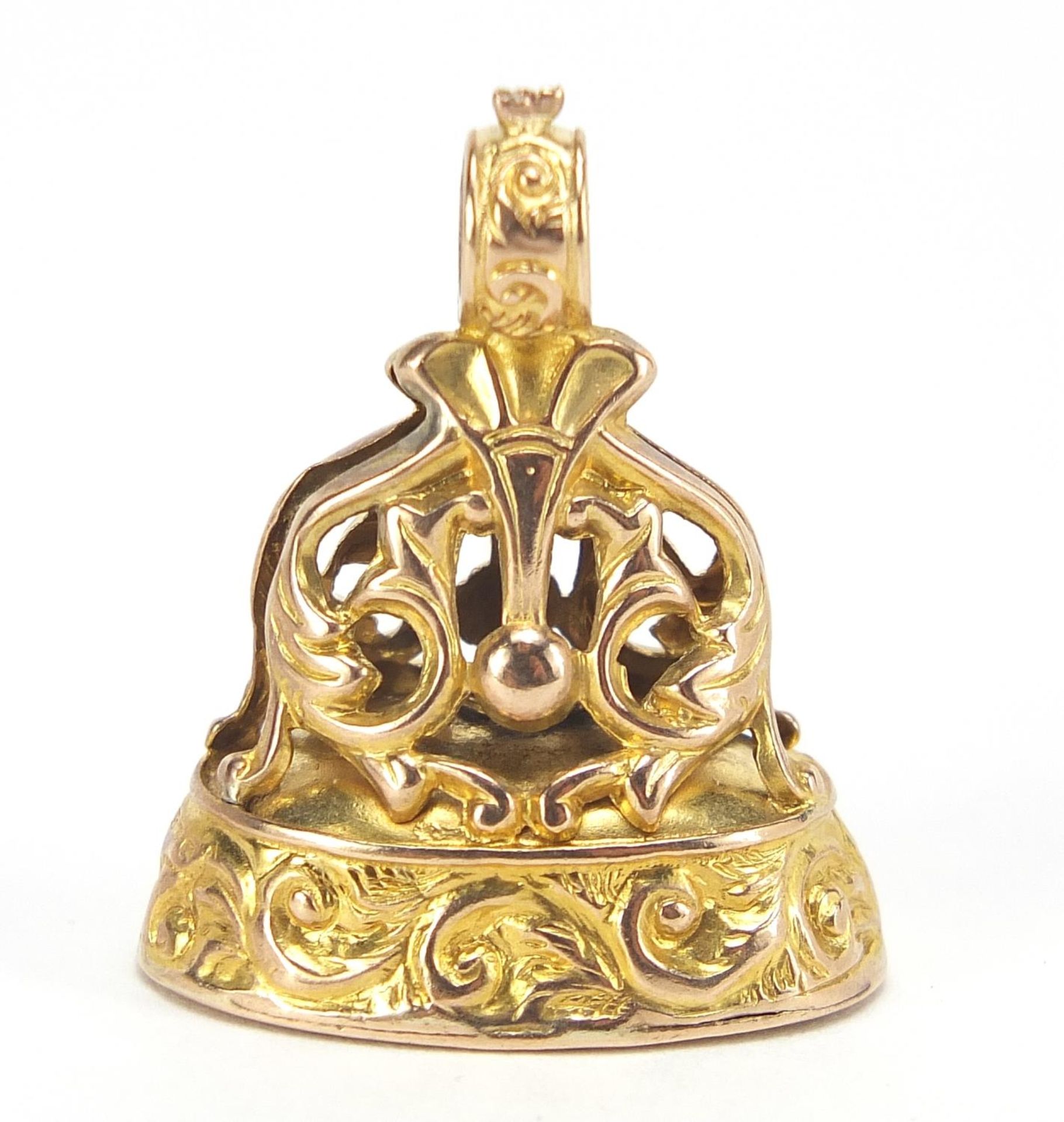 Victorian unmarked gold seal fob (tests as 9ct gold), 2.8cm high, 3.7g : For Further Condition