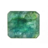 Square cut emerald beryl gemstone with certificate, 13.15 carat : For Further Condition Reports