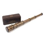 Naval interest three draw telescope with hardwood case, 14.5cm in length : For Further Condition