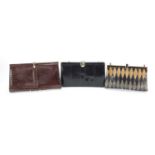 Three vintage ladies handbags including faux crocodile skin, the largest 30cm wide : For Further