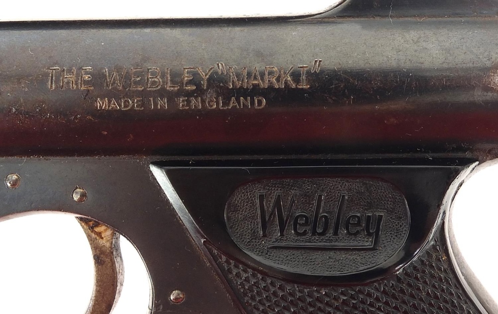 Vintage Webley & Scott mark I over lever .177 cal air pistol, 19cm in length : For Further Condition - Image 2 of 7