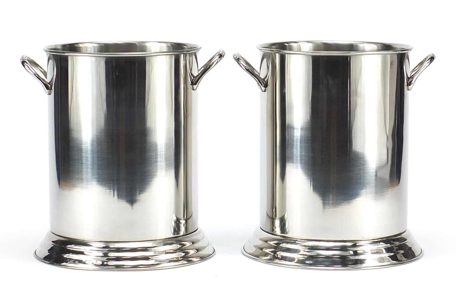 Pair of Louis Roederer design Champagne ice buckets with twin handles, 24.5cm high : For Further - Image 3 of 4