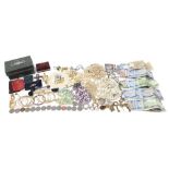 Vintage and later costume jewellery including simulated pearl necklaces, brooches and earrings : For