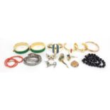 Antique and later jewellery including 1970's bangles, Victorian 9ct front and back locket and