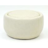 Vintage Sherborne cream leather effect stool, 56cm in diameter : For Further Condition Reports
