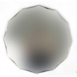 Art Deco dodecahedron wall hanging mirror with bevelled edge, 61cm x 61cm : For Further Condition