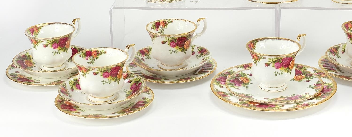 Royal Albert Old Country Roses teaware including teapot and trios, the teapot 24cm in length : For - Image 3 of 5