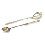 Two antique Russian silver spoons, one dated 1889, 12.5cm in length, total 24.8g : For Further